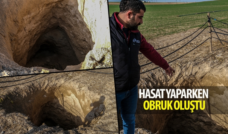 Hasat yaparken obruk oluştu